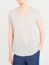 Maglietta con Scollo a V in slub jersey di cotone Bianchi Donna - Ragno