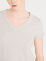 Maglietta con Scollo a V in slub jersey di cotone Bianchi Donna - Ragno