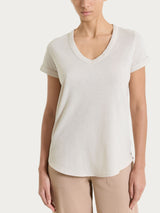 Maglietta con Scollo a V in slub jersey di cotone Bianchi Donna - Ragno