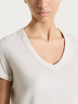Maglietta con Scollo a V in slub jersey di cotone Bianchi Donna - Ragno