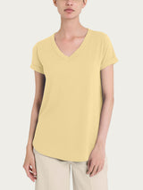 Maglietta con Scollo a V in slub jersey di cotone Gialli Donna - Ragno