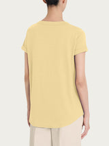 Maglietta con Scollo a V in slub jersey di cotone Gialli Donna - Ragno