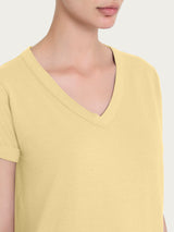 Maglietta con Scollo a V in slub jersey di cotone Gialli Donna - Ragno