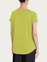 Maglietta con Scollo a V in slub jersey di cotone Verdi Donna - Ragno