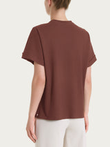 Maglietta con manica over in Slub Jersey Marroni Donna - Ragno