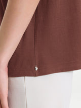 Maglietta con manica over in Slub Jersey Marroni Donna - Ragno