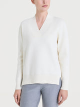 Jersey asimétrico con cuello en V «Super Soft» de Blanco para mujer - Ragno