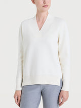 Maglia asimmetrica con scollo a V in Super Soft Bianchi Donna - Ragno