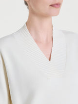 Maglia asimmetrica con scollo a V in Super Soft Bianchi Donna - Ragno