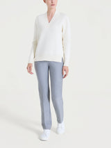 Maglia asimmetrica con scollo a V in Super Soft Bianchi Donna - Ragno