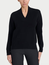 Maglia asimmetrica con scollo a V in Super Soft Neri Donna - Ragno