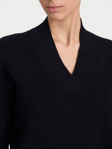 Jersey asimétrico con cuello en V de Super Soft Negro para mujer - Ragno