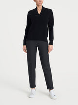 Jersey asimétrico con cuello en V de Super Soft Negro para mujer - Ragno