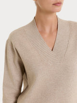 Jersey asimétrico con cuello en V de Super Soft Grigi para mujer - Ragno