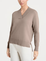 Maglia asimmetrica con scollo a V in Super Soft Marroni Donna - Ragno