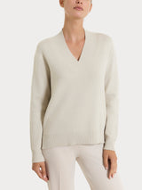 Maglia asimmetrica con scollo a V in Super Soft Bianchi Donna - Ragno