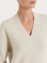 Maglia asimmetrica con scollo a V in Super Soft Bianchi Donna - Ragno