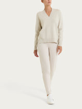 Maglia asimmetrica con scollo a V in Super Soft Bianchi Donna - Ragno