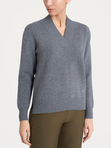 Maglia asimmetrica con scollo a V in Super Soft Neri Donna - Ragno