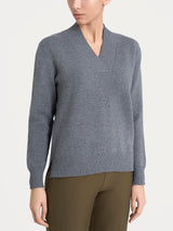 Maglia asimmetrica con scollo a V in Super Soft Neri Donna - Ragno