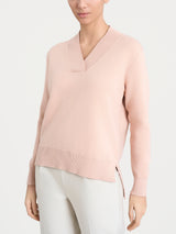 Maglia asimmetrica con scollo a V in Super Soft Rosa Donna - Ragno