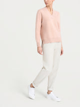Maglia asimmetrica con scollo a V in Super Soft Rosa Donna - Ragno