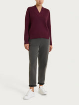 Maglia asimmetrica con scollo a V in Super Soft Viola Donna - Ragno