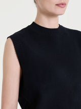 Maglia smanicata in Super Soft Neri Donna - Ragno