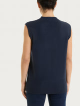 Maglia smanicata in Super Soft Blu Donna - Ragno