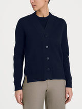 Cardigan asimmetrico con bottoni in Super Soft Blu Donna - Ragno