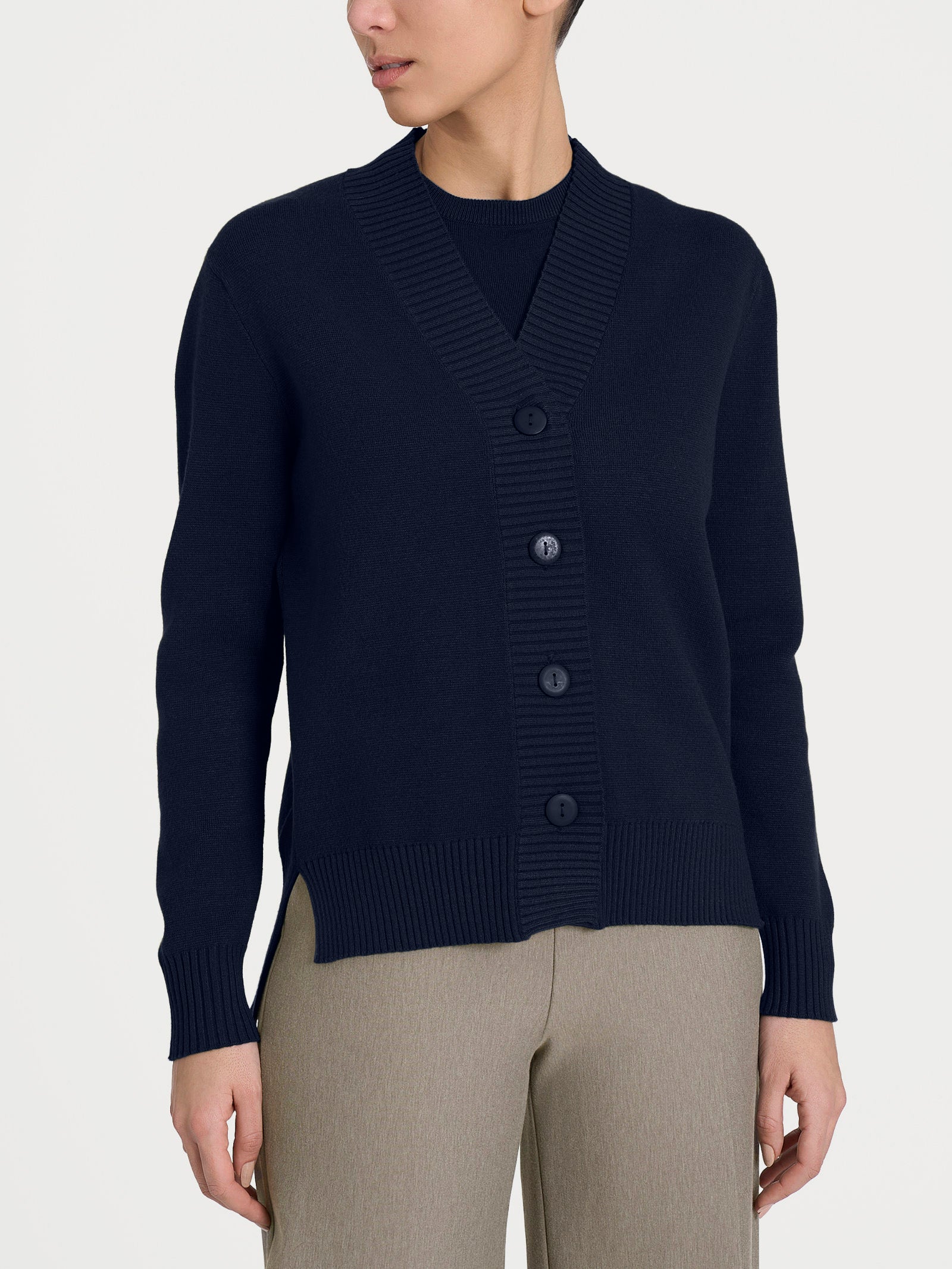 Cardigan asimmetrico con bottoni in Super Soft Blu Donna - Ragno