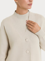 Cardigan asimmetrico con bottoni in Super Soft Bianchi Donna - Ragno