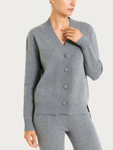 Cardigan asimmetrico con bottoni in Super Soft Neri Donna - Ragno