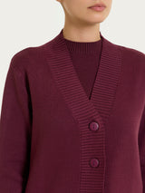 Cardigan asimmetrico con bottoni in Super Soft Viola Donna - Ragno