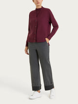 Cardigan asimmetrico con bottoni in Super Soft Viola Donna - Ragno