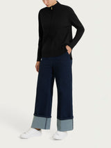 Cardigan con zip asimmetrico in Super soft Neri Donna - Ragno