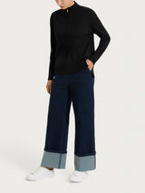 Cardigan con zip asimmetrico in Super soft Neri Donna - Ragno