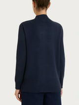 Cardigan con zip asimmetrico in Super soft Blu Donna - Ragno