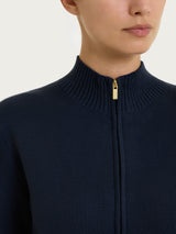 Cardigan con zip asimmetrico in Super soft Blu Donna - Ragno