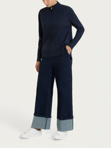 Cardigan con zip asimmetrico in Super soft Blu Donna - Ragno