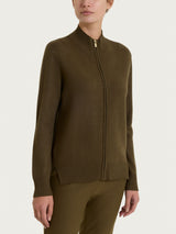 Cardigan con zip asimmetrico in Super soft Verdi Donna - Ragno