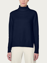 Dolcevita asimmetrico in Super Soft Blu Donna - Ragno