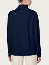 Jersey de cuello alto asimétrico «Super Soft» azul para mujer - Ragno