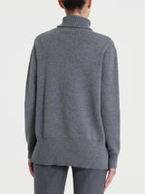 Jersey de cuello alto asimétrico en Super Soft Negro para mujer - Ragno