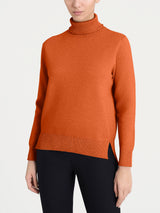 Jersey de cuello alto asimétrico en Super Soft Arancioni para mujer - Ragno