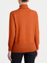 Jersey de cuello alto asimétrico en Super Soft Arancioni para mujer - Ragno