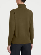 Jersey de cuello alto asimétrico «Super Soft» en verde para mujer - Ragno