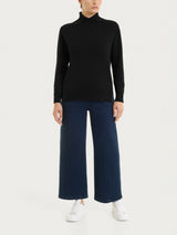 Maglia con collo alto con spacco in Super Soft Neri Donna - Ragno