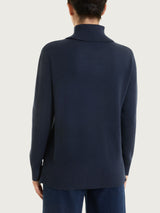 Maglia con collo alto con spacco in Super Soft Blu Donna - Ragno