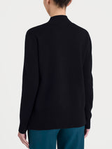 Cárdigan asimétrico con cuello alto de Super Soft Negro para mujer - Ragno